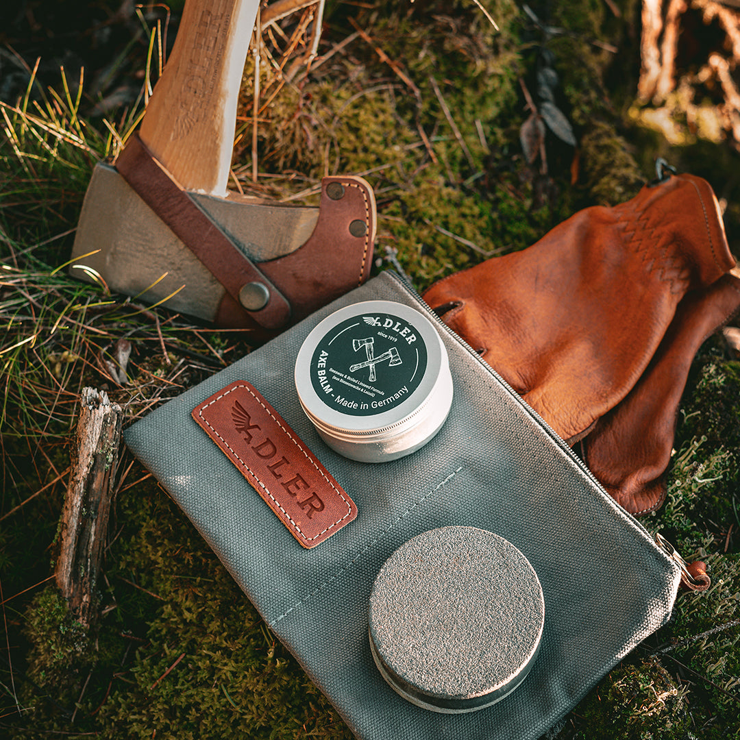 Axe Utility Set incl. Sharpening Puck, Axe Balm and Pouch