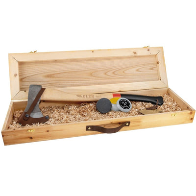 Axt-Geschenkset (inkl. Echtholzbox und Schleifstein) - ADLER - Tools Made in Germany